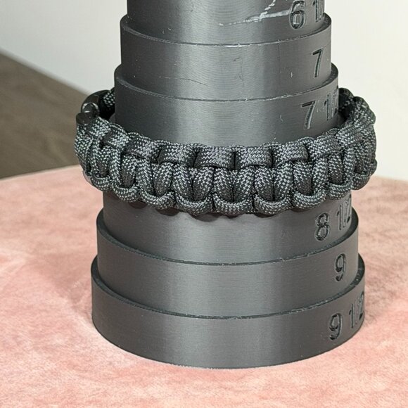 Black Paracord Survival Bracelet – Handmade Tactical Woven Bangle - Picture 4 of 7